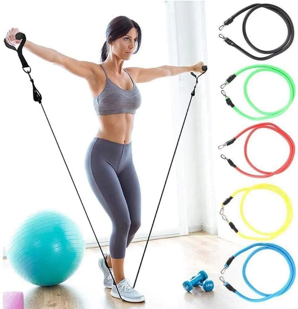 11 Piece Latex Resistance Band Set