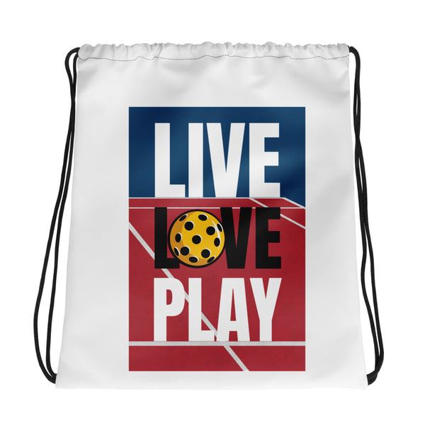 Live Love Play Drawstring Bag