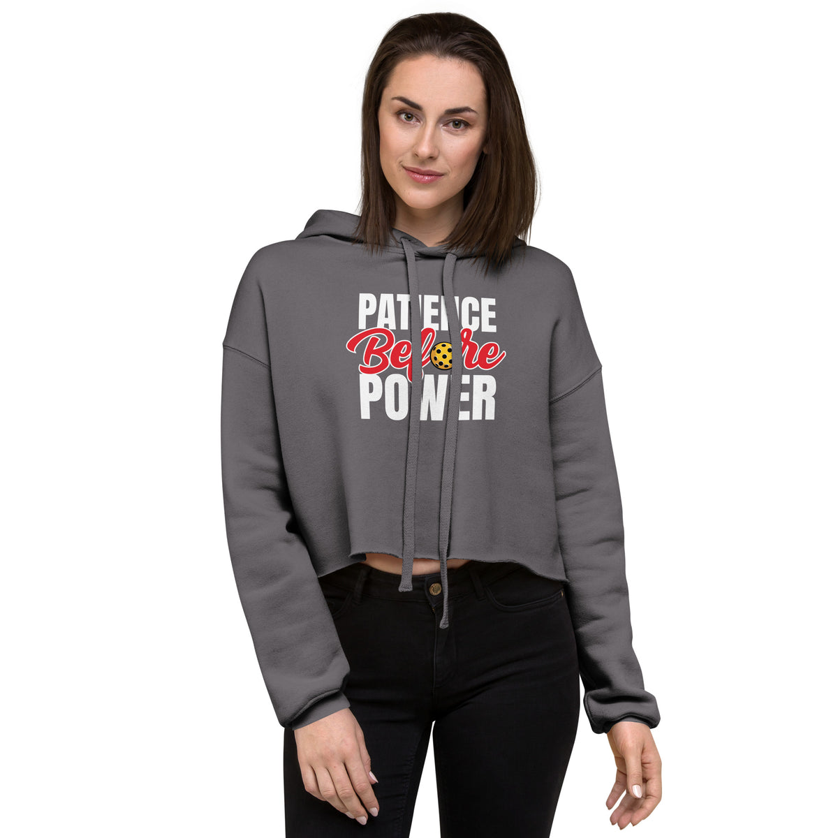 Patience Before Power Crop Hoodie